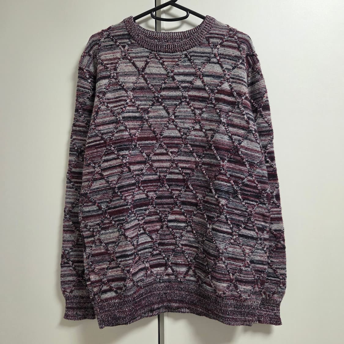 일본 빈티지 스퀘어패턴 니트 스웨터 L(100) 상품이미지1