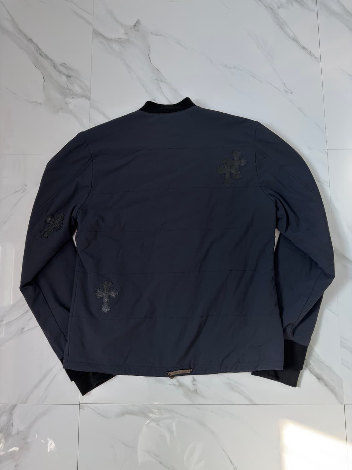 크롬하츠 VIC 크로스 레더패치 라지대거 캐시미어 블루종 자켓 M 상품이미지3