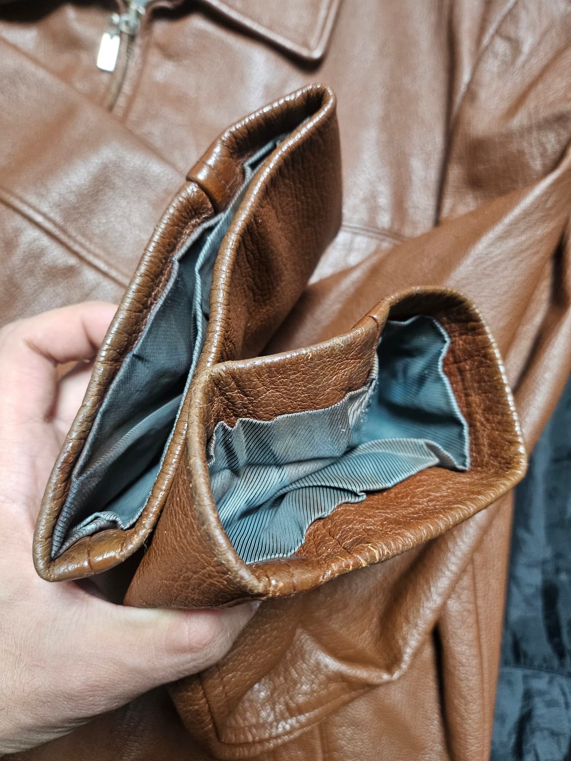 빈티지 모카무스 컬러 싱글 가죽 자켓 105 상품이미지6