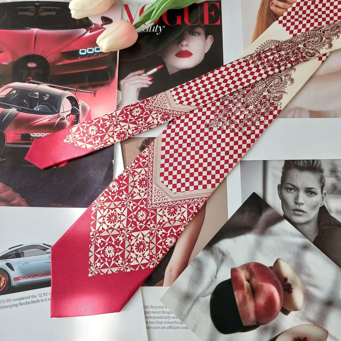 니노 세루티 실크 레드 패턴 넥타이 9.7cm A+등급 A19325
 상품이미지5