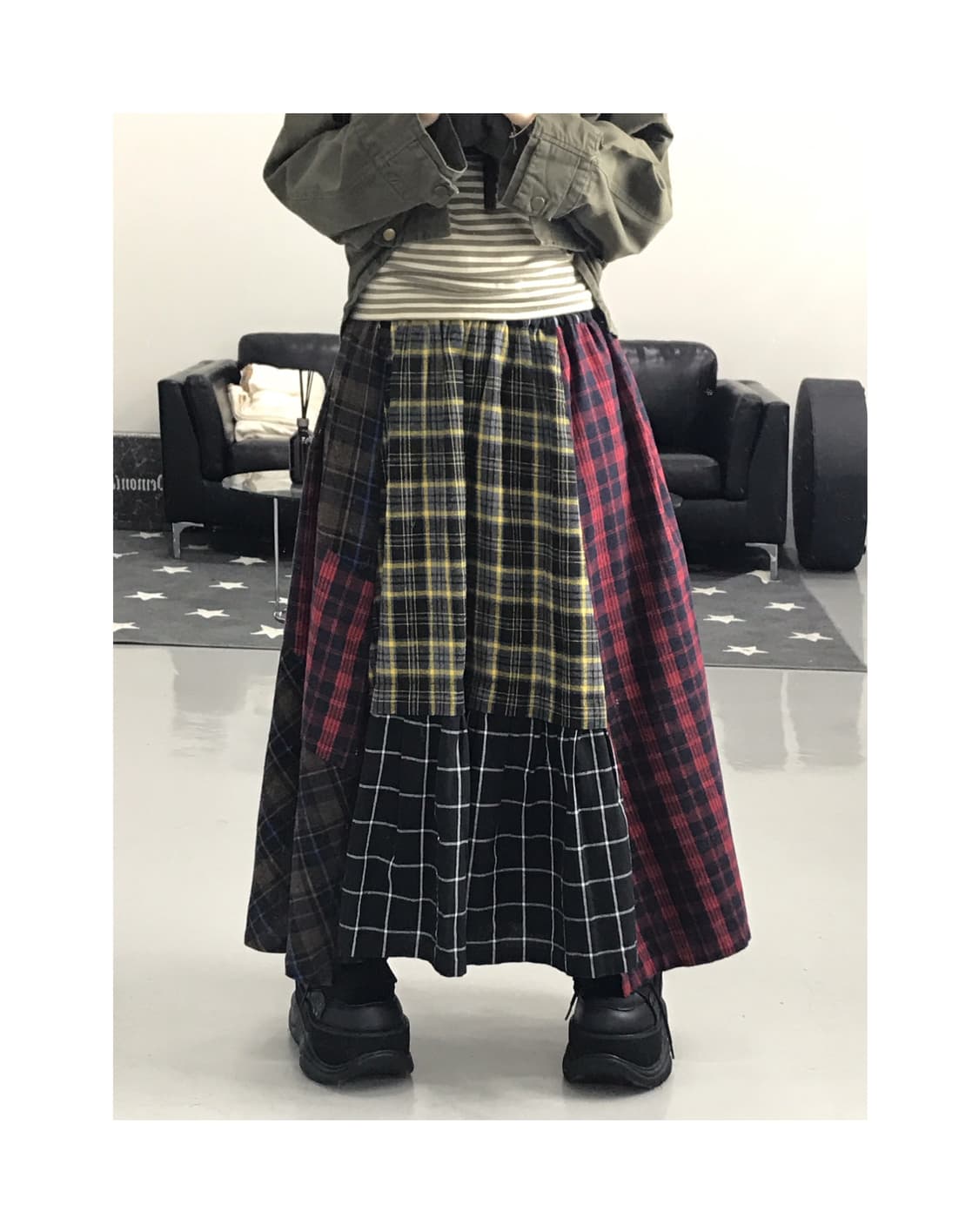 Jpn Somari Checked Long Skirts 상품이미지1