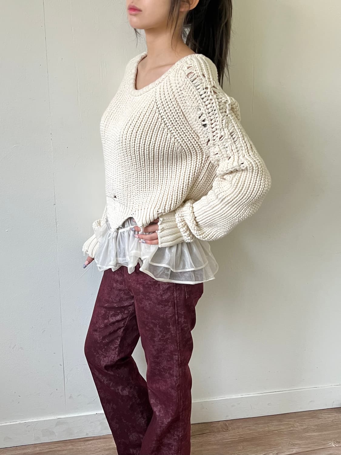 OFF White 크랙 크롭 스웨터 상품이미지5