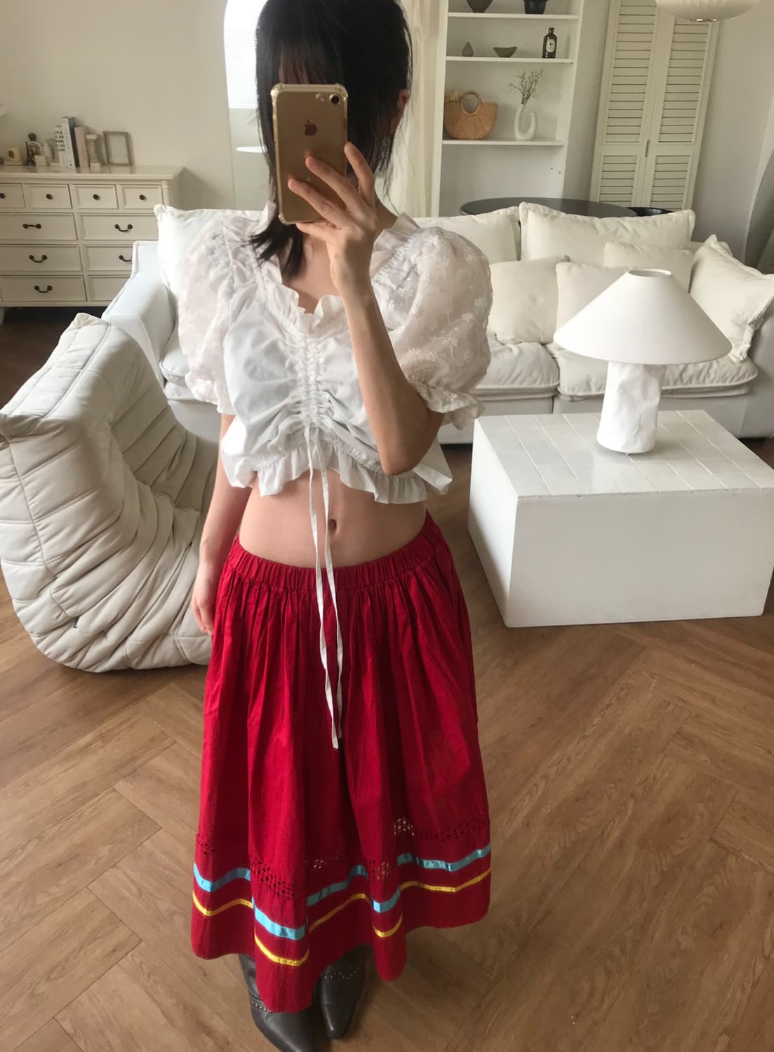 vintage red skirt 상품이미지3