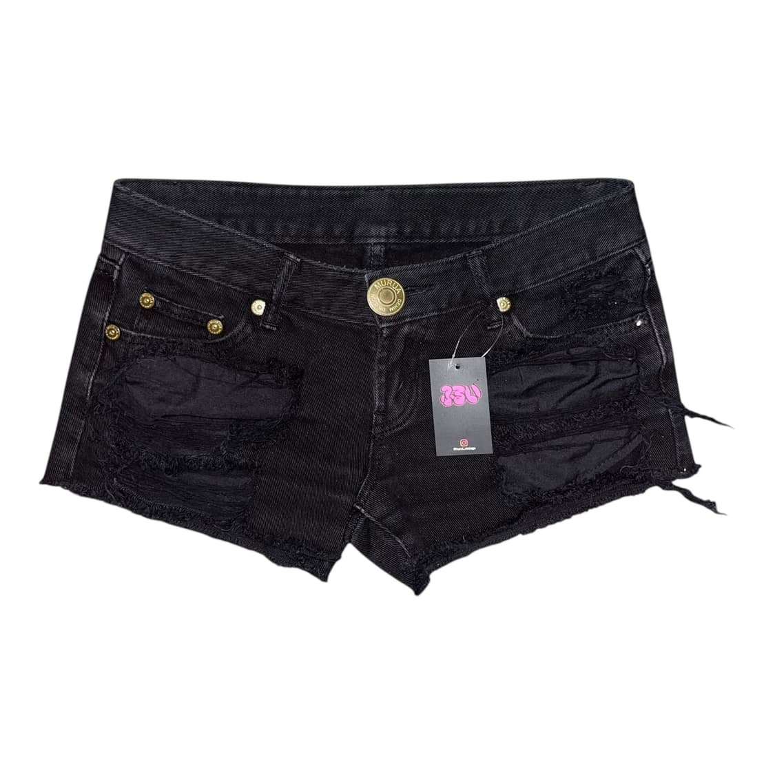 데미지포인트 검정데님숏팬츠 y2k갸루펑크 상품이미지1