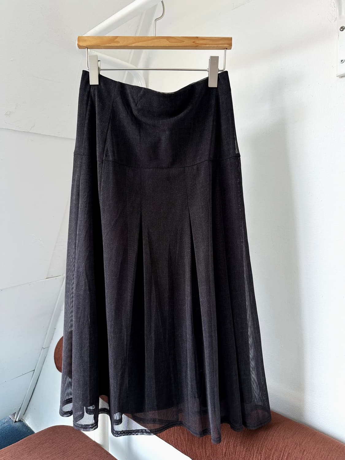 Sheer layer fabric banded loose skirt 상품이미지2