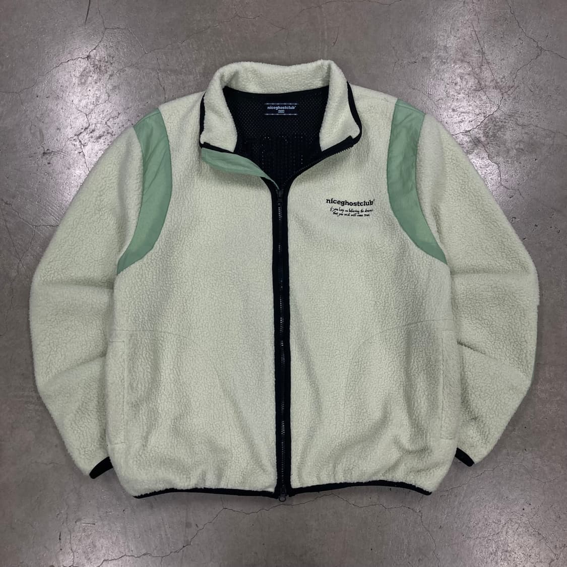 나이스 고스트 클럽 민트 컬러 스펠아웃 플리스 자켓 상품이미지2
