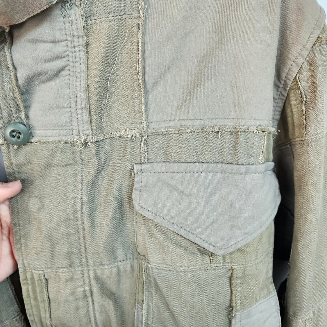 준야 와타나베 카키 패치워크 야상 자켓 상품이미지5