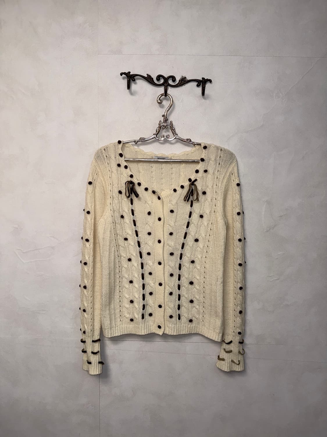 MOSCHINO ivory ribbon twist wool 가디건 상품이미지4