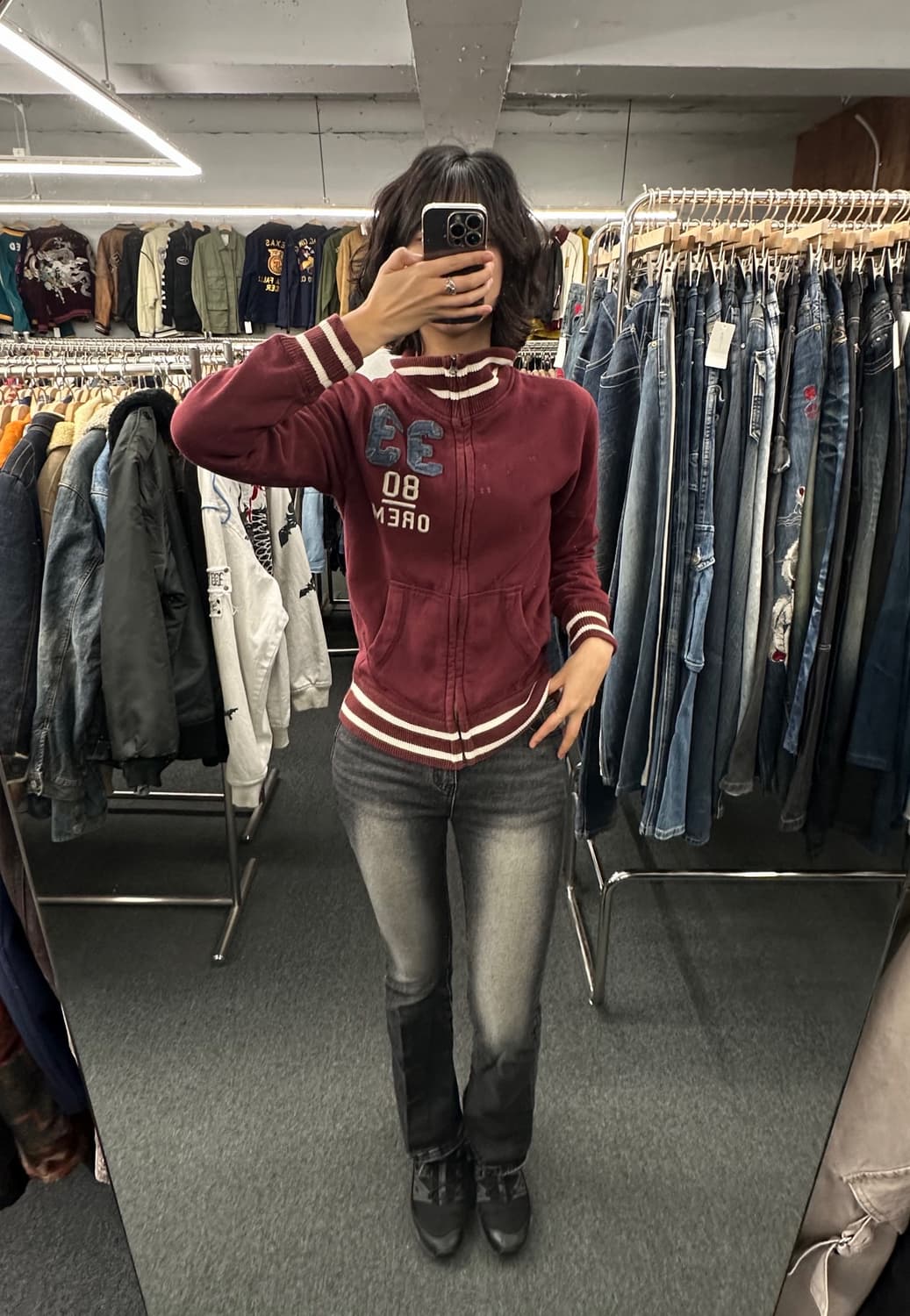 S)BACK NUMBER 빈티지 33패치 버건디 트랙탑 져지 상품이미지1