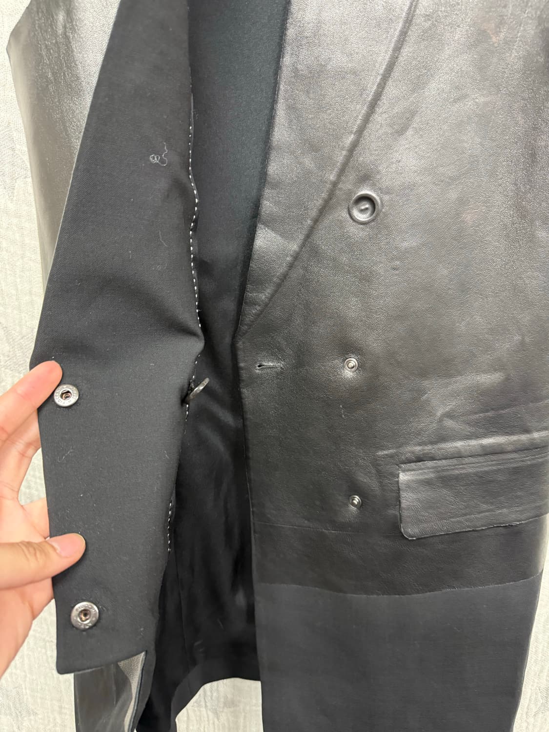 닐바렛 가죽 더블 기믹 슬리브리스 코트 상품이미지3