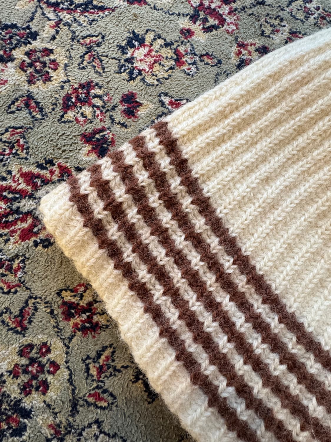 아이보리 브라운 스트라이프 비니 상품이미지3