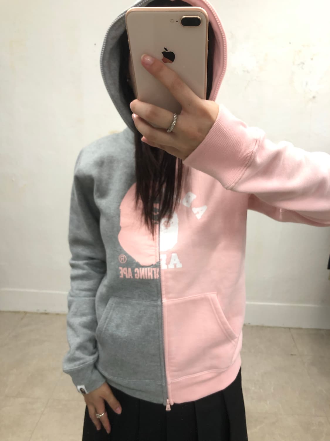 베이프 반반 후드 집업 상품이미지2