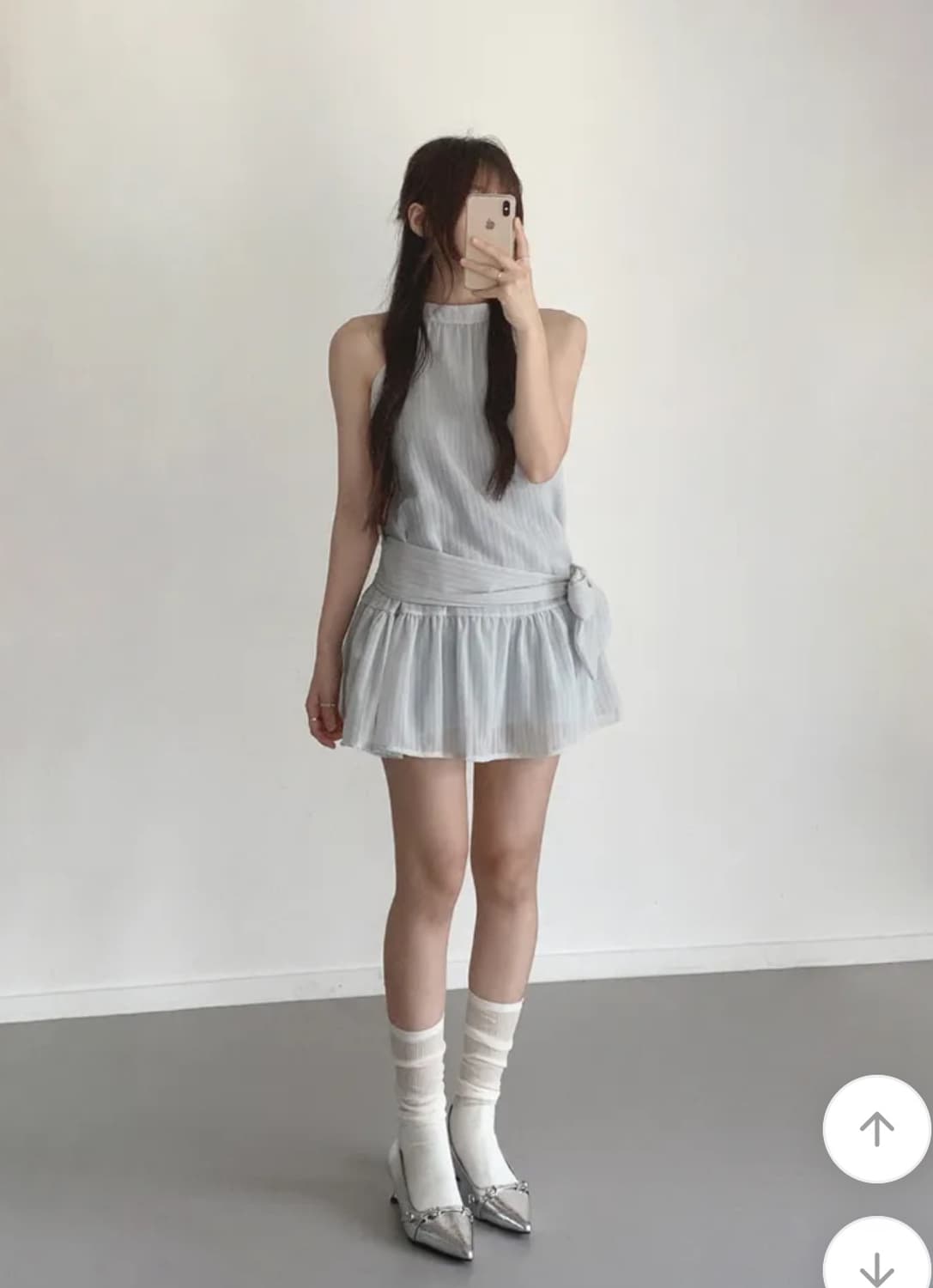 당일배송) 에이블리 지그재그 원피스+타이 set 홀터넥 블라우스 원피스 상품이미지3