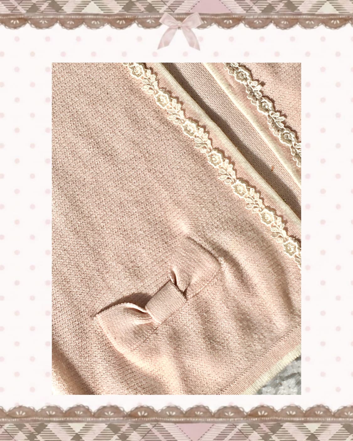 레스트로즈 리본 🎀 로즈 핑크 가디건 상품이미지2