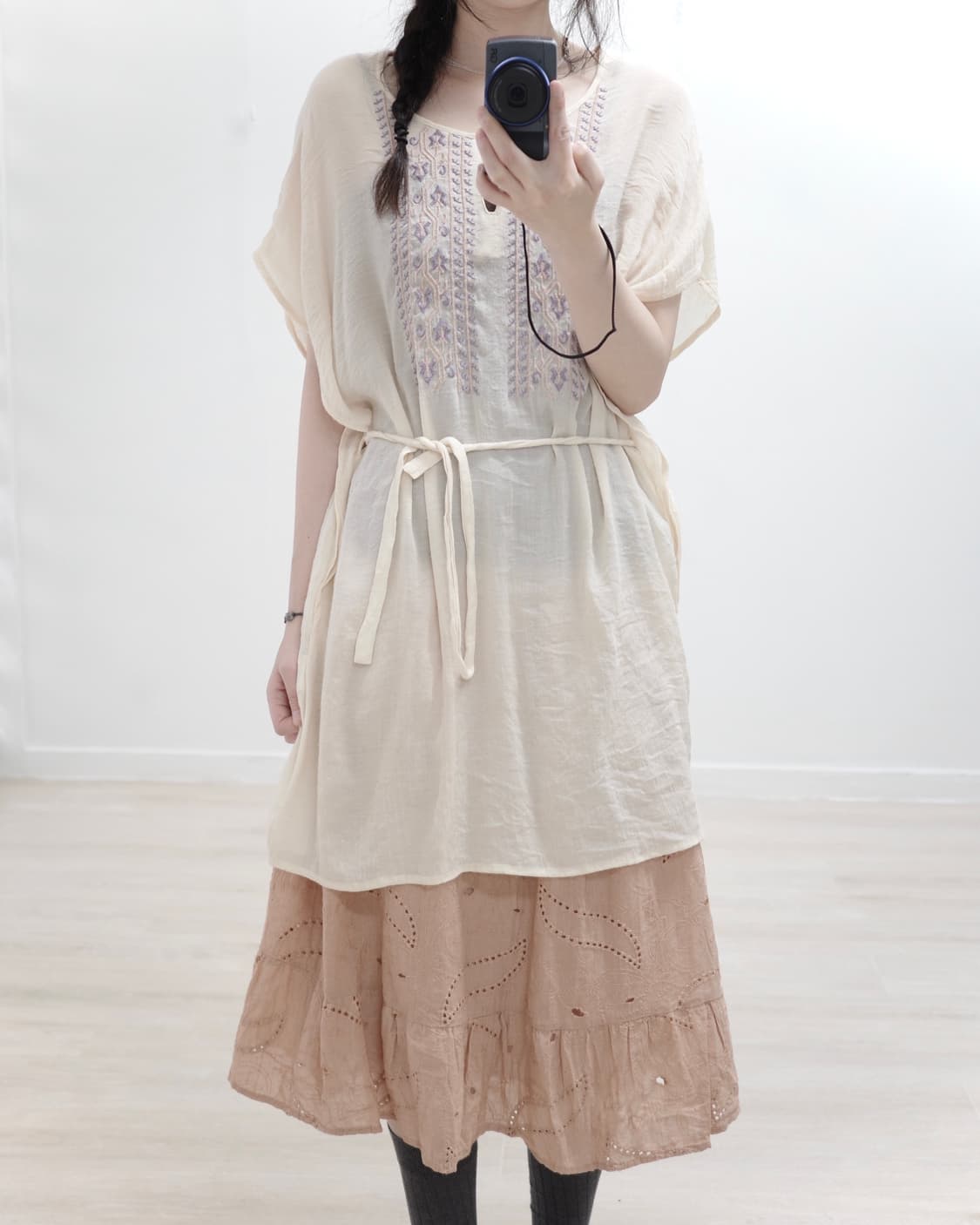 Light peach hippy blouse 상품이미지4
