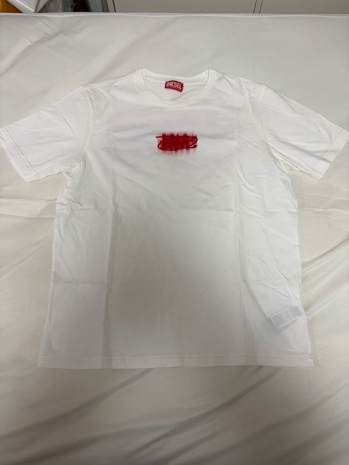 DIESEL LOGO-FLOCKED T-shirt WHITE 상품이미지1