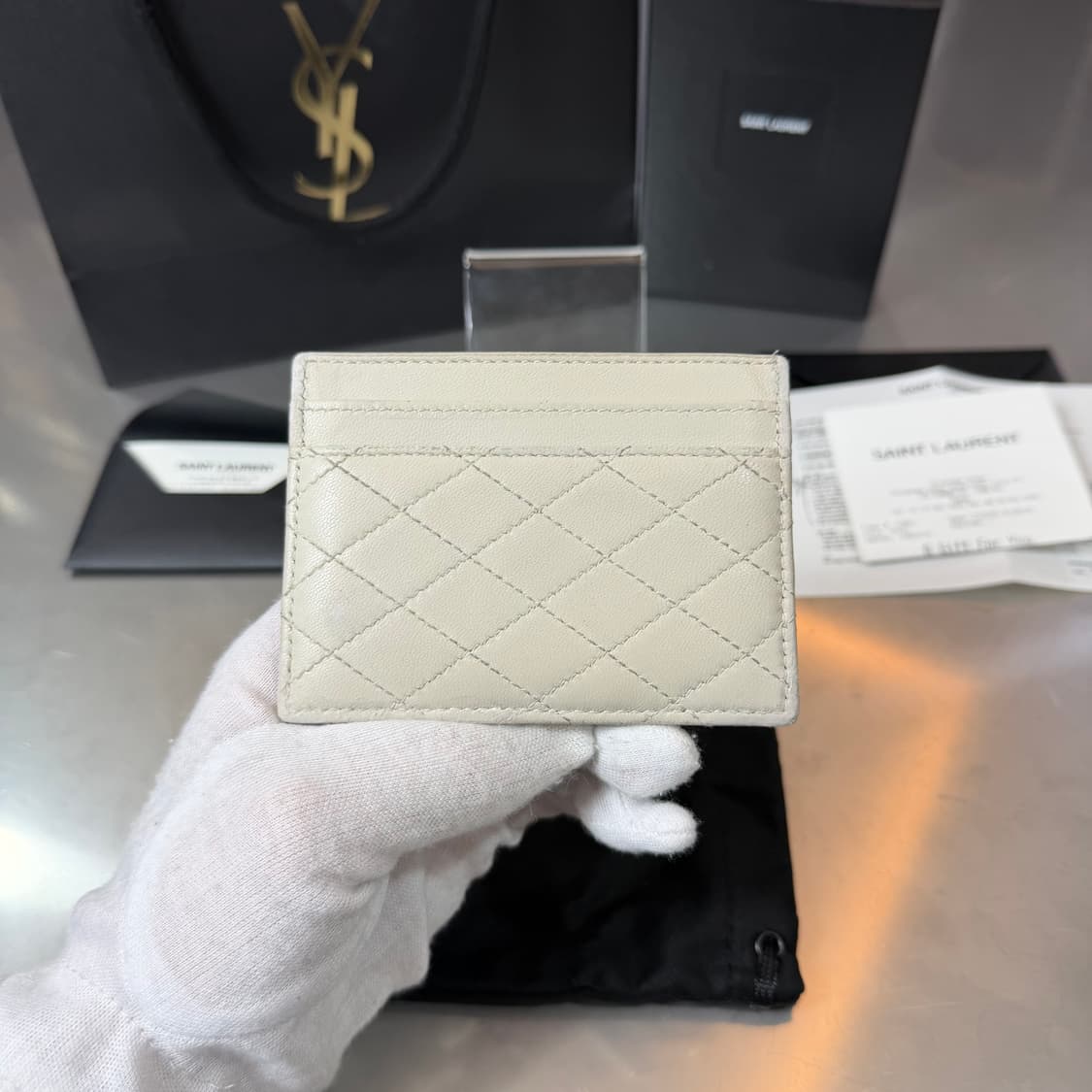 [리오브] 생로랑 램스킨 금장 가비 카드지갑 상품이미지3