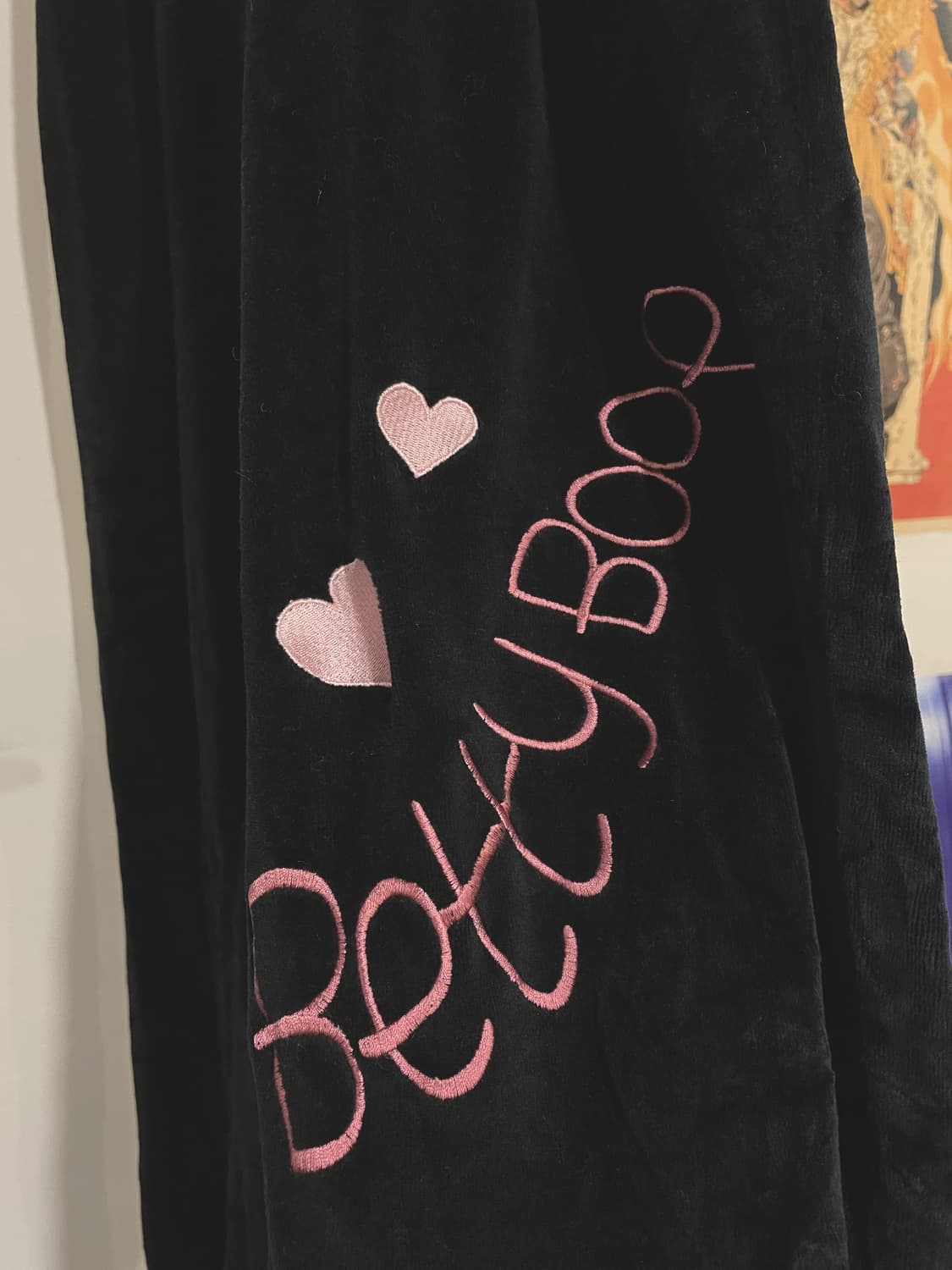 betty boop 베티붑 핑크 골드 자수 블랙 벨벳 셋업 상품이미지8