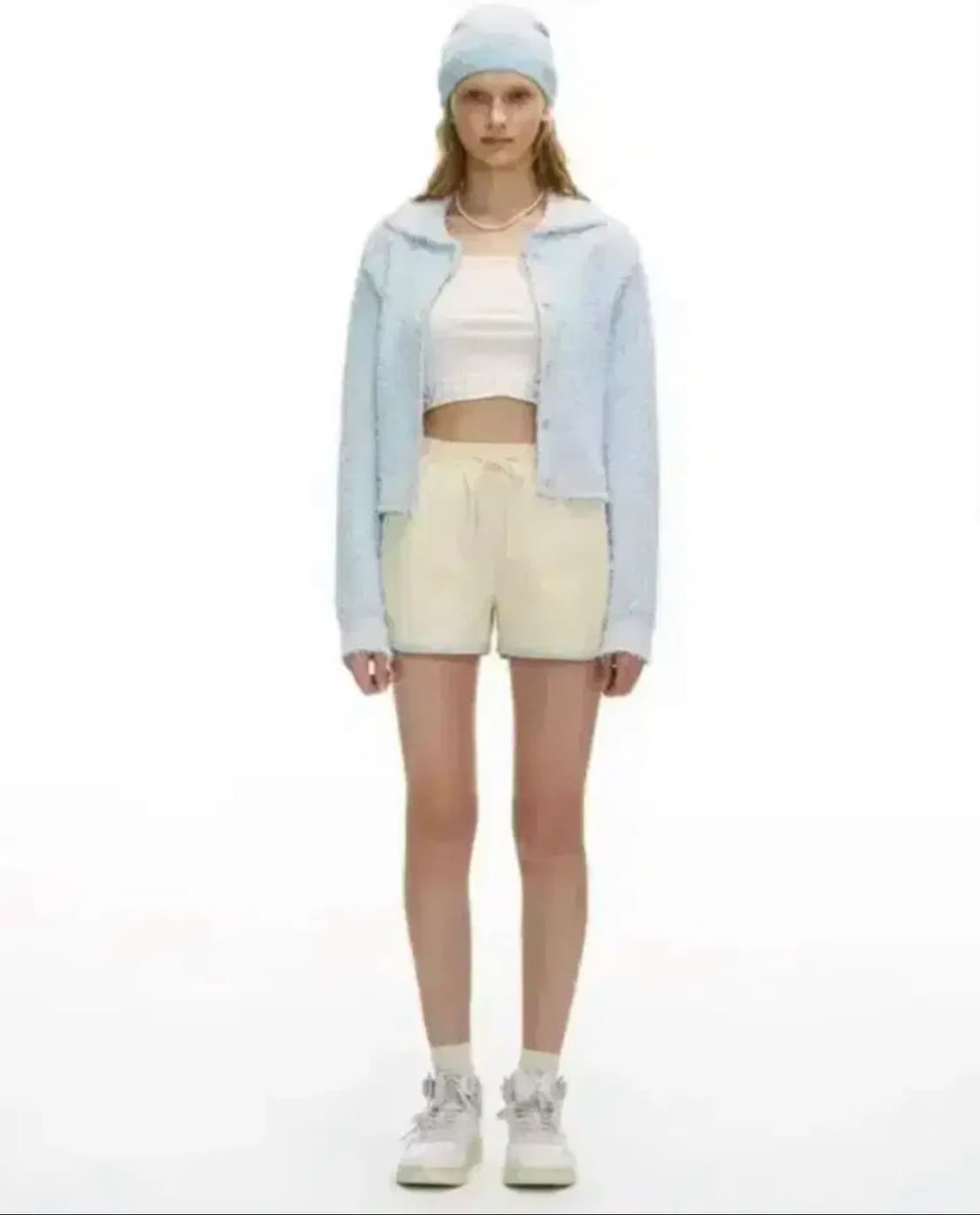 그로브스토어 니트가디건 랜디스 소라 하늘 스카이블루 스웨터 라이트 크림 상품이미지6