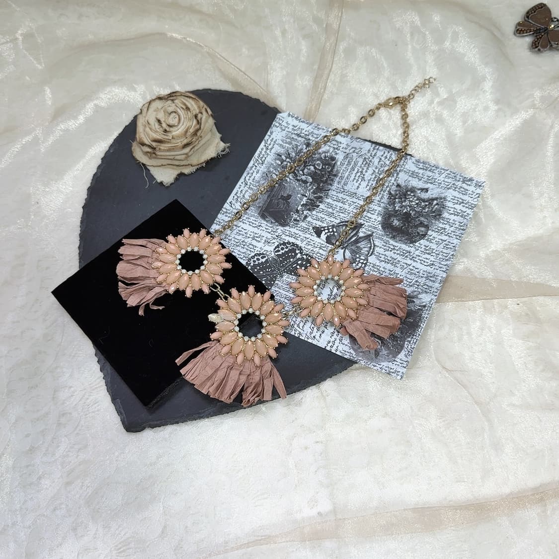 빈티지 오리엔탈 라피아 태슬 체인 목걸이 상품이미지2