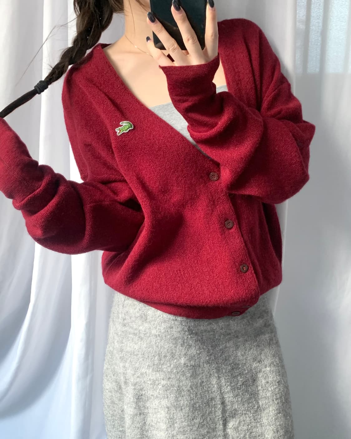 Lacoste 라코스테 레드컬러 울 가디건 상품이미지2