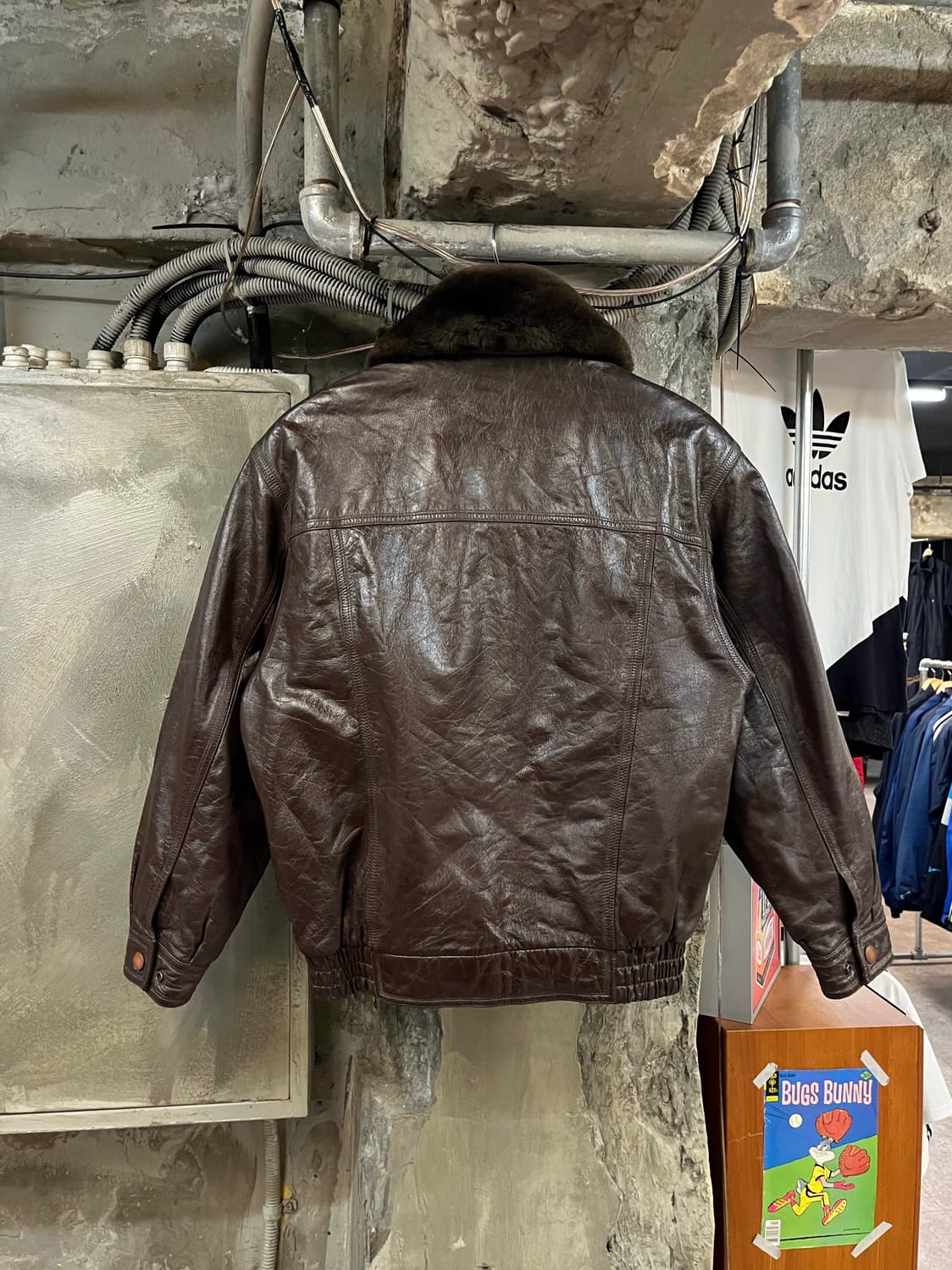 빈티지 소가죽 퍼 카라 레더 자켓 브라운 95 #csz2781 상품이미지2