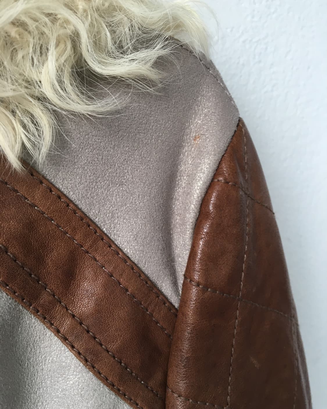 Lamb fur layered leather jacket 상품이미지5