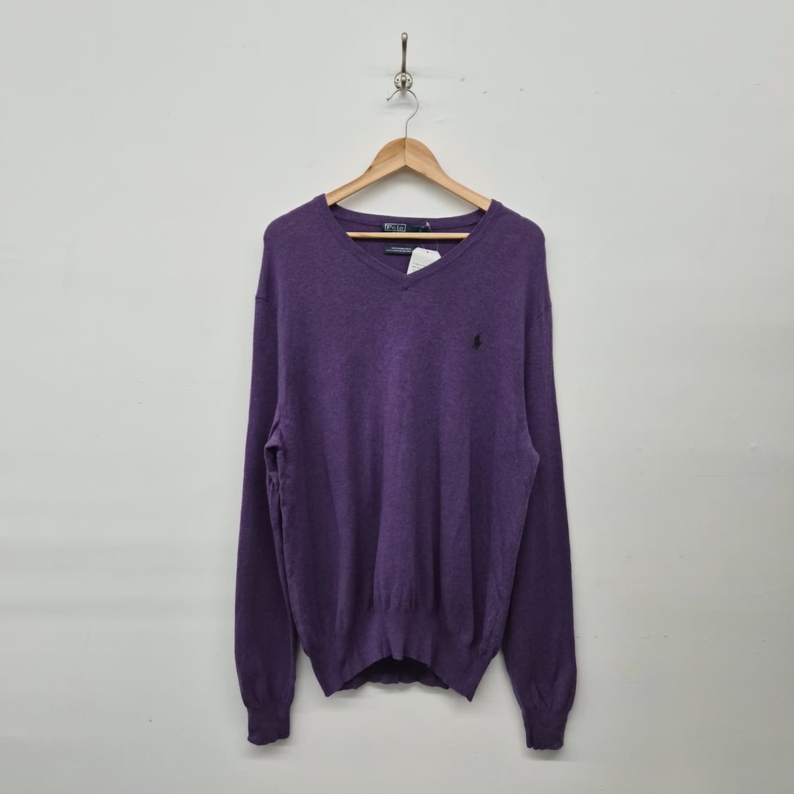 폴로 랄프로렌 V넥 퍼플 니트 남녀공용 XL 상품이미지1