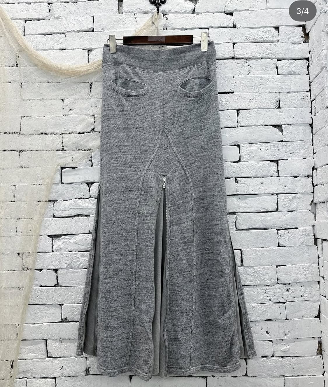 Vintage G.O.A y2k wool zipper skirt 상품이미지3