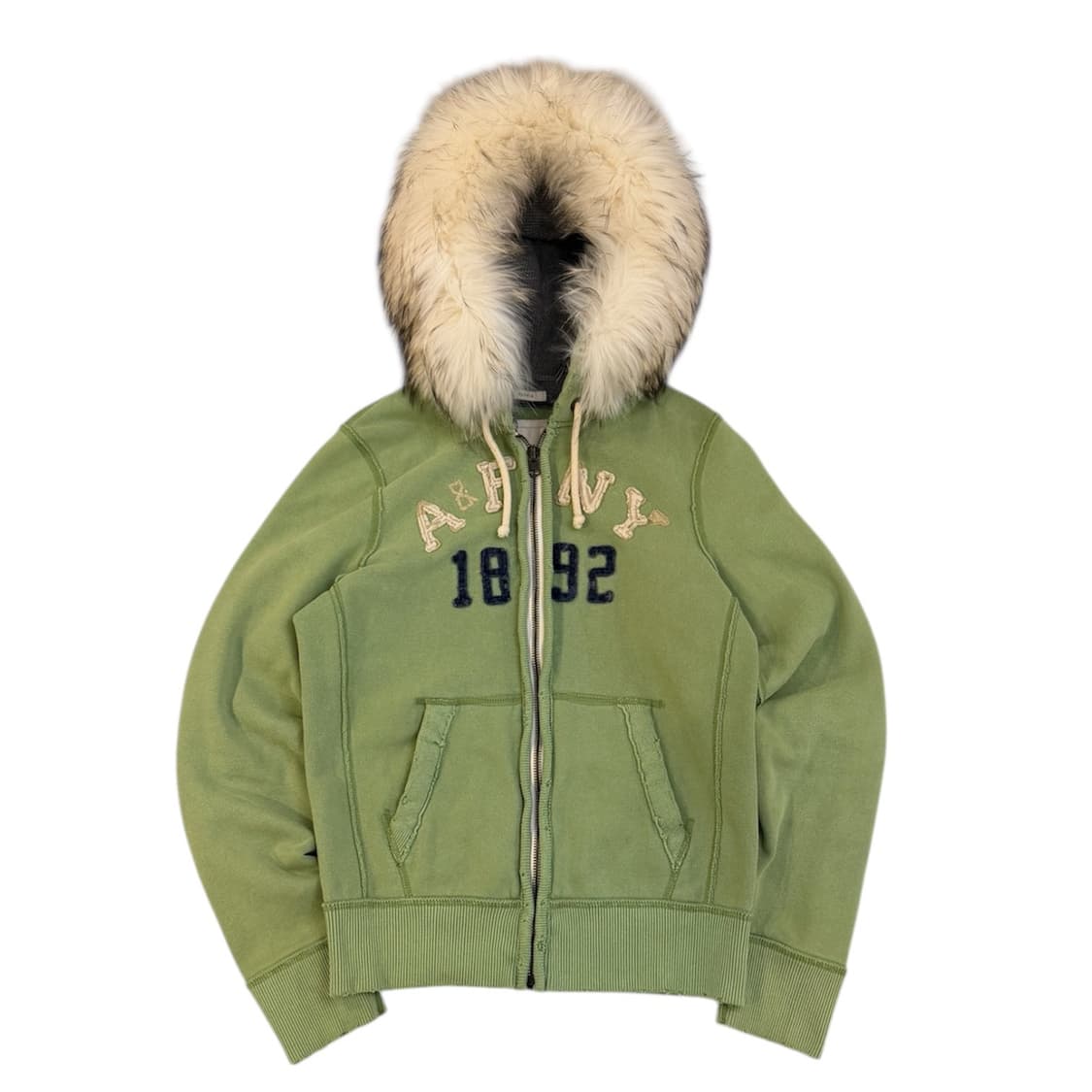 아베크롬비 y2k 울프죠 퍼 후드집업 말차 그린 상품이미지1