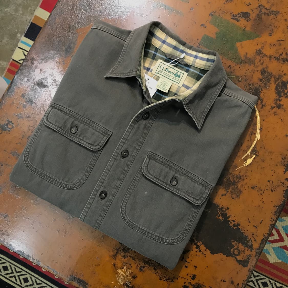 엘엘빈 다크 카키 투포켓 코튼 셔츠 남성 105 110 사이즈 상품이미지1