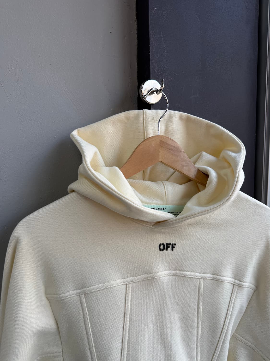 M/ 오프화이트 밑단크롭 후드티 상품이미지3