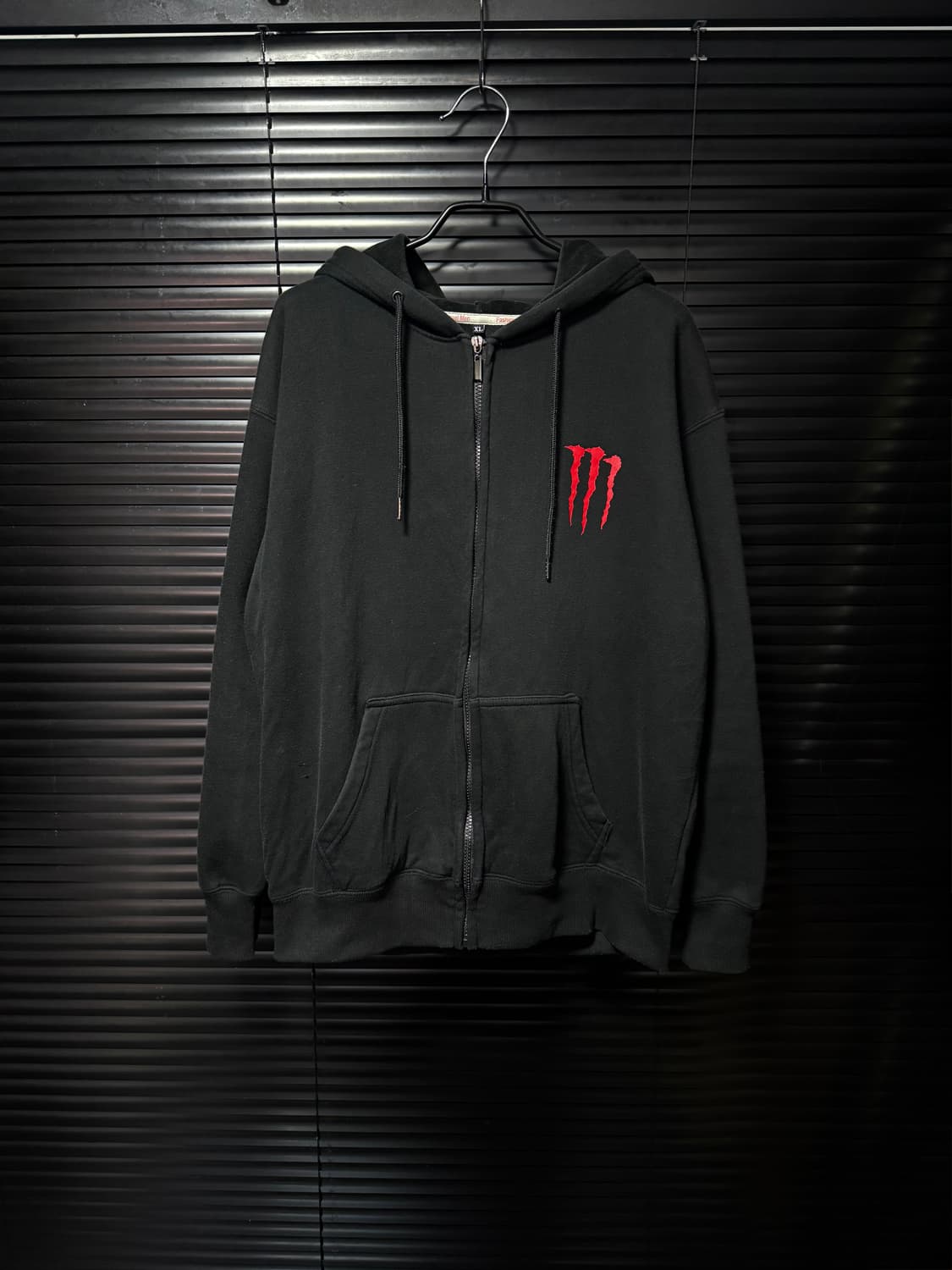 몬스터 에너지 블랙 레드 검빨 스웻 후드 집업 XL 105 벨벳기모 일본 상품이미지2