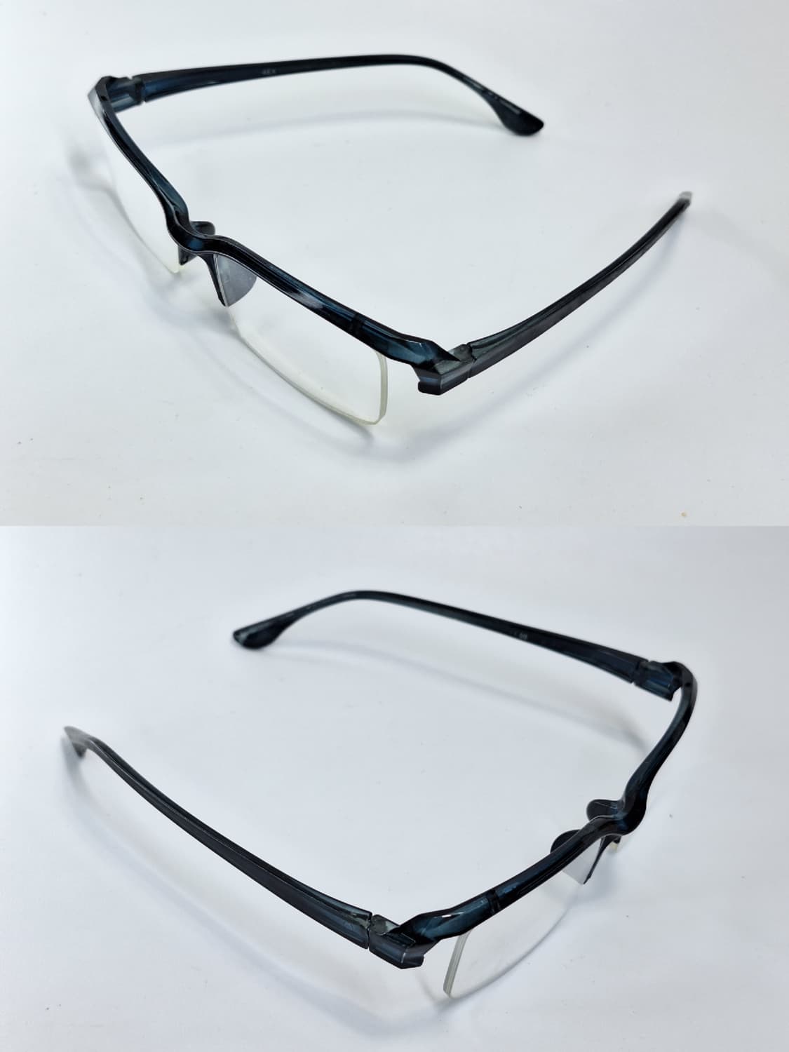 00s 일본 빈티지/4EX 네이비 블랙 라이너 반무테 안경 빅사이즈  상품이미지4