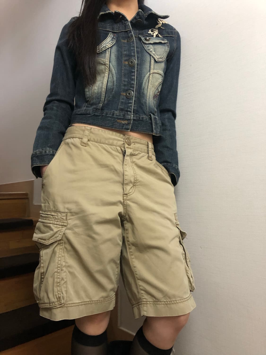 빈티지 베이지 카고 버뮤다 팬츠 상품이미지9