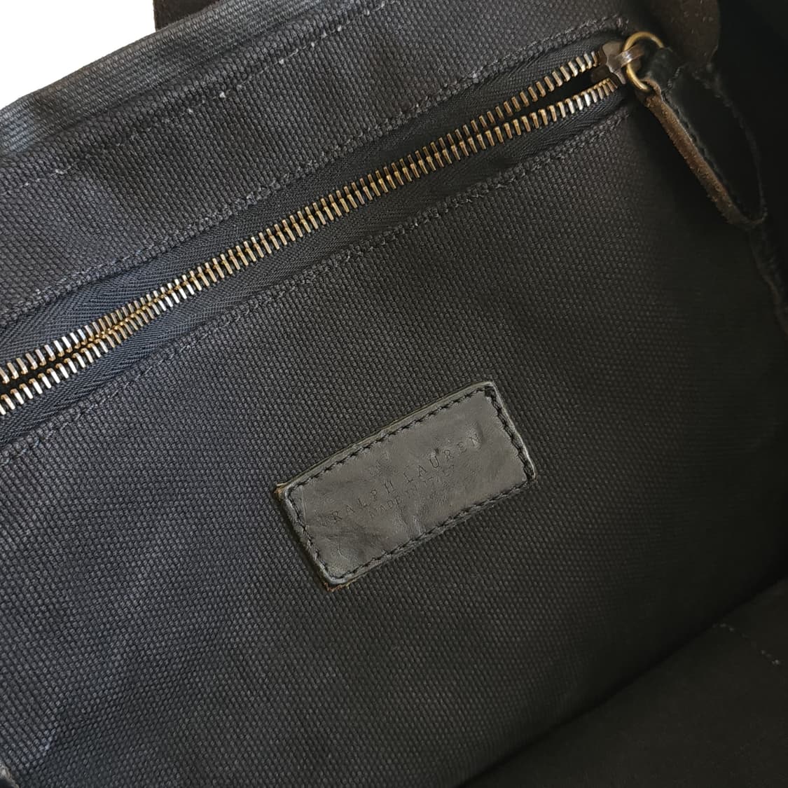 90s 폴로 퍼플라벨 캔버스 레더 토트백 블랙 상품이미지4