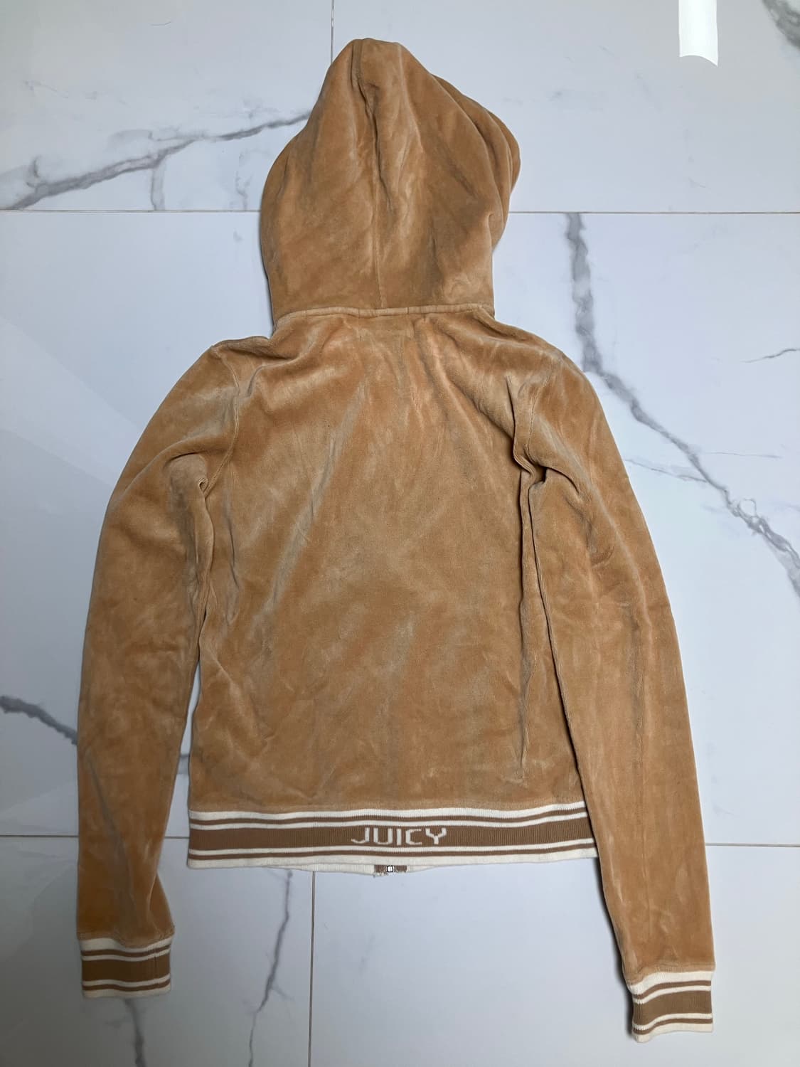 Y2K 쥬시꾸뛰르 희귀템 벨루어 후드집업 캬라멜 tan 상품이미지1