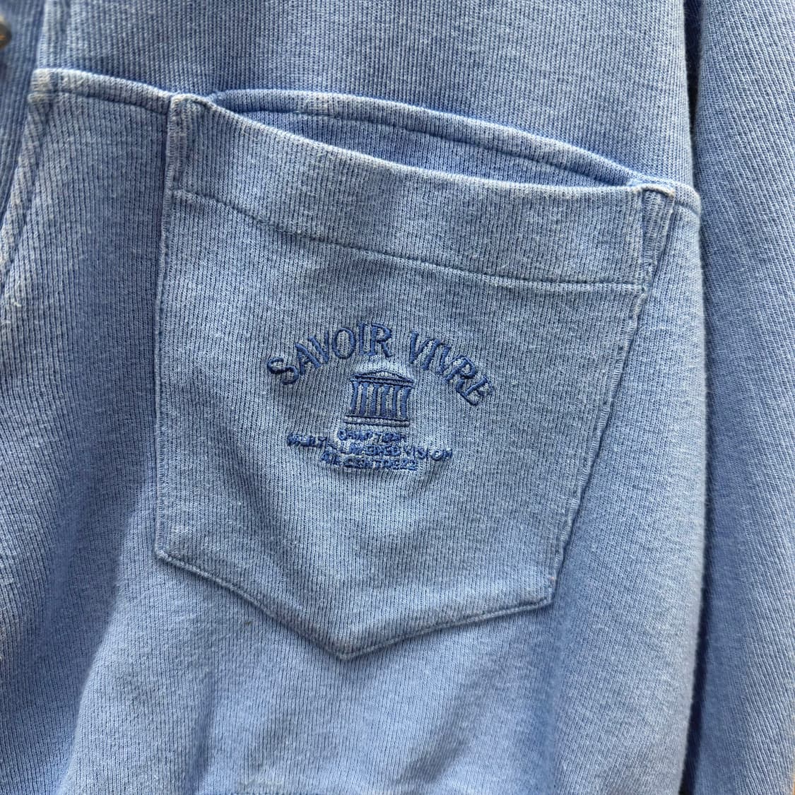 시스템 셔츠 레이어드 맨투맨 레터링 자수 싱글 포켓 카라넥 디테일 블루 상품이미지6