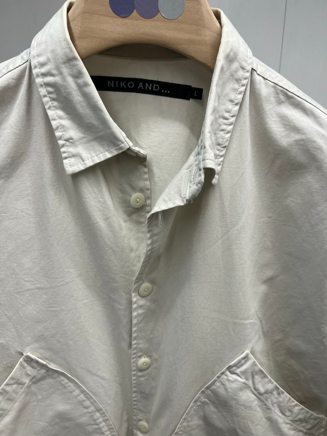 니코앤드 아이보리 코튼 셔츠 자켓  상품이미지5