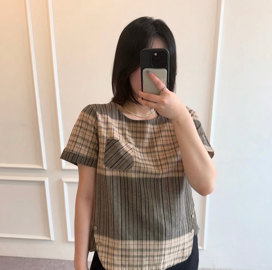브라운사선블라우스 상품이미지1