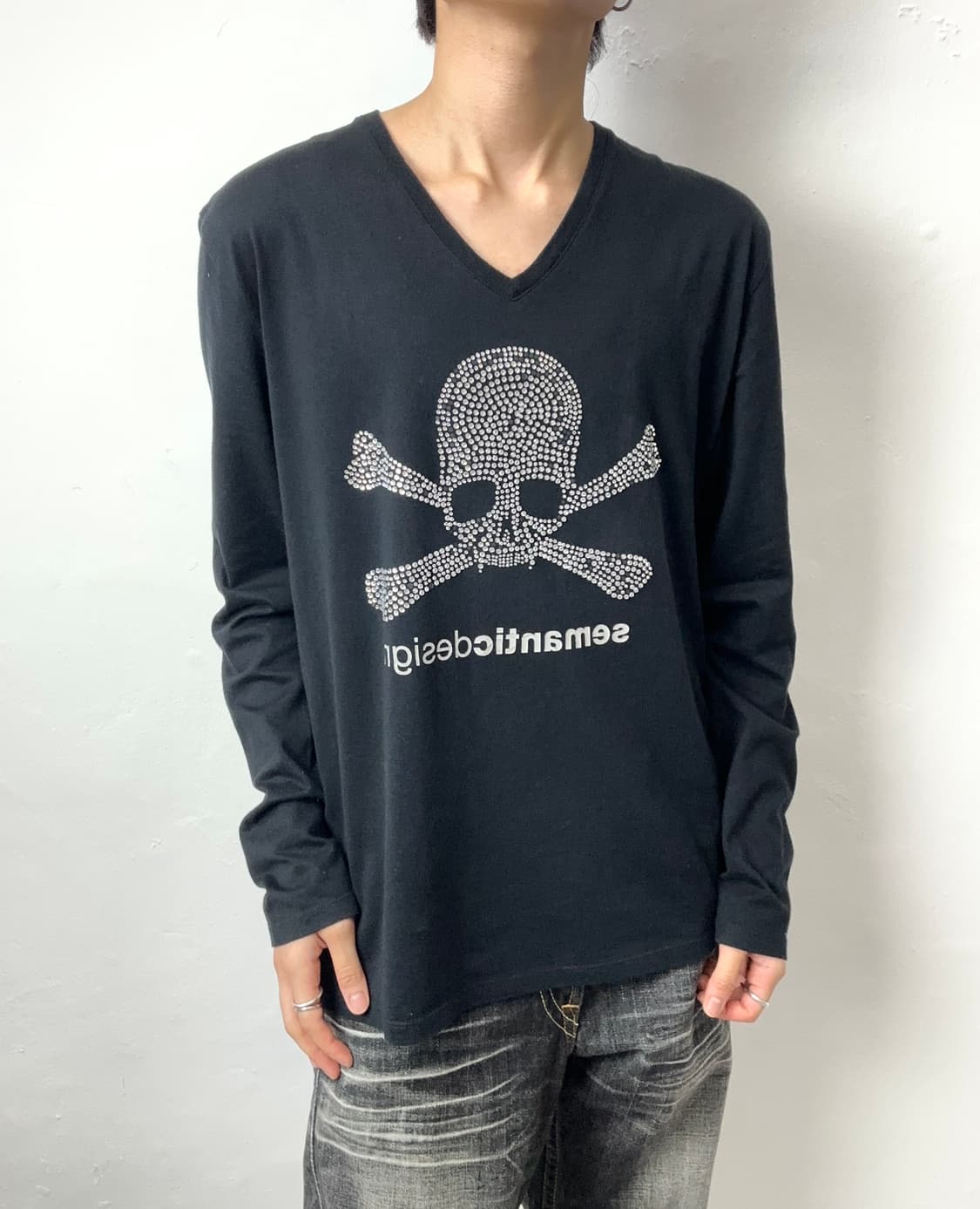 Roen × semanticdesign Rhinestone Skull V 상품이미지1