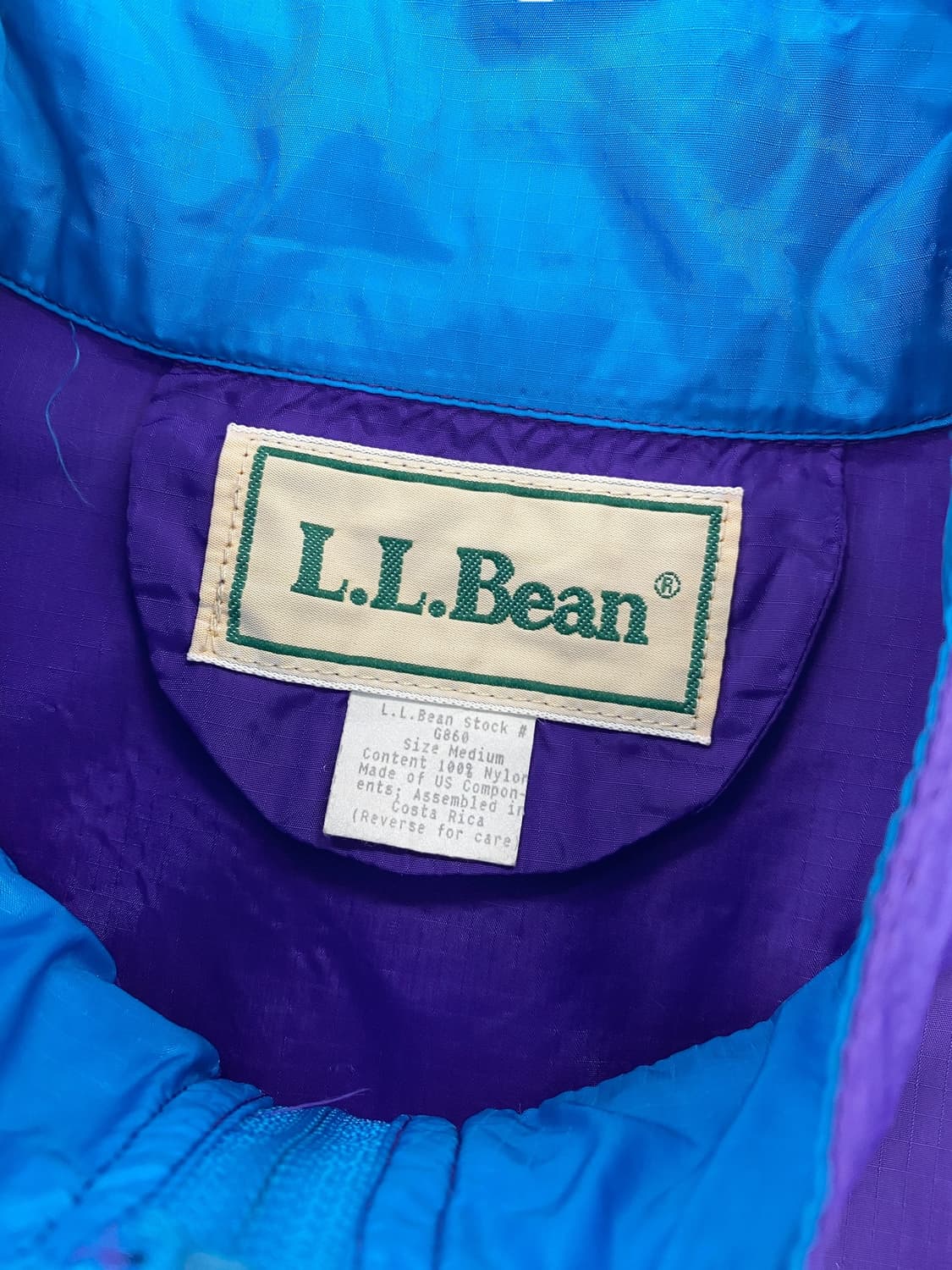 8-90's 엘엘빈 립스탑 나일론 하프집업 풀오버 상품이미지6