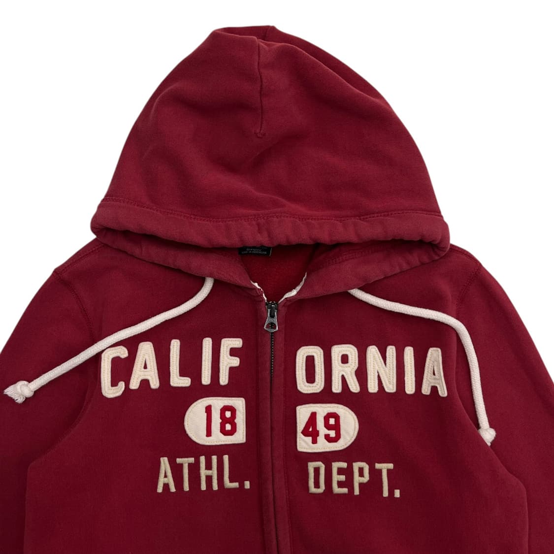 후아유 패치로고 버건디 후드집업 S 상품이미지4