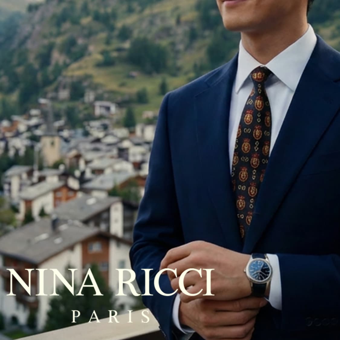 니나리치 실크 네이비 믹스 패턴 넥타이 10.1cm B등급 A19729 상품이미지1