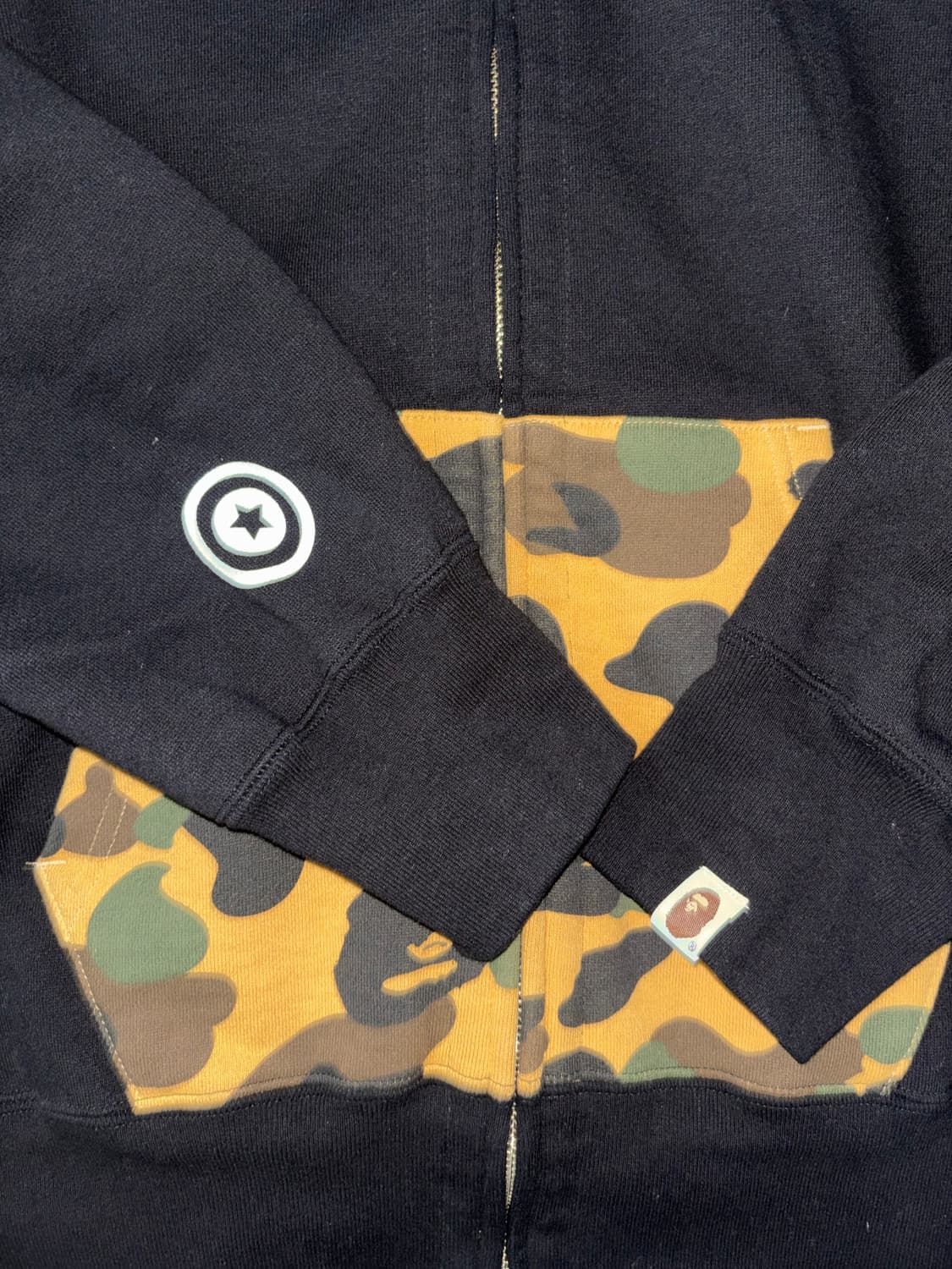 베이프 퍼스트 카모 샤크 풀 집업 후드 블랙 사이즈 M 상품이미지6