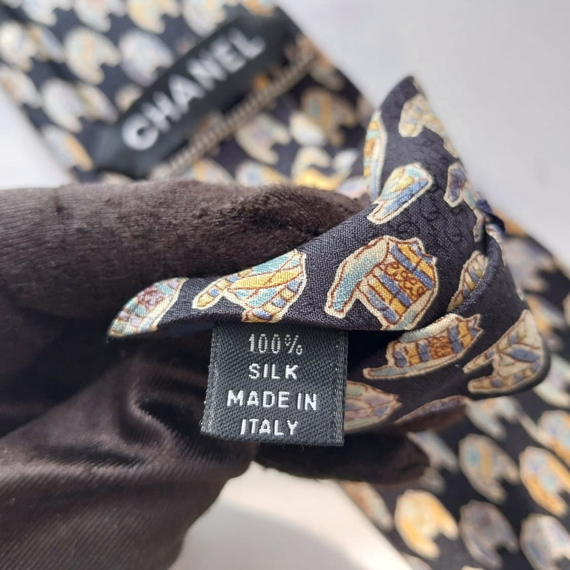 샤넬 실크 홀로그램 로고 전체 패턴 넥타이 9.5cm A+등급 K2008 상품이미지10