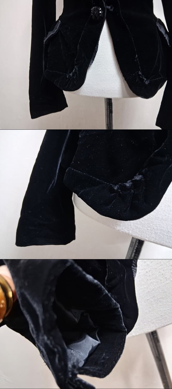 오브제 검정 벨벳숏쟈켓 여성XS 슬림형 레이욘벨벳 굿컨디션 상품이미지5