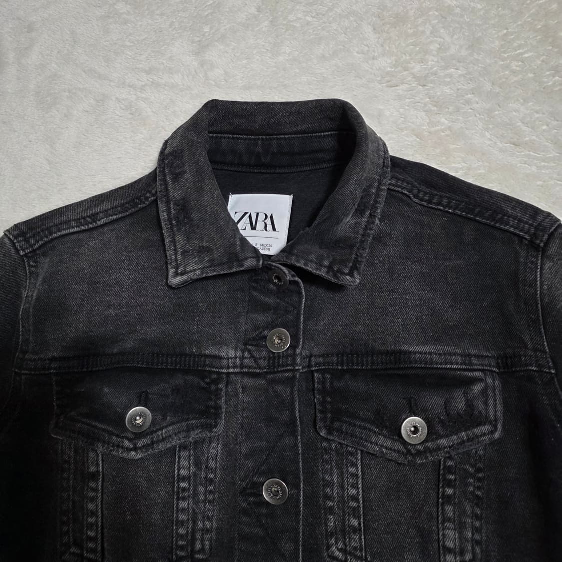 (S)여성 자라 블랙 워싱 데님 자켓 상품이미지2