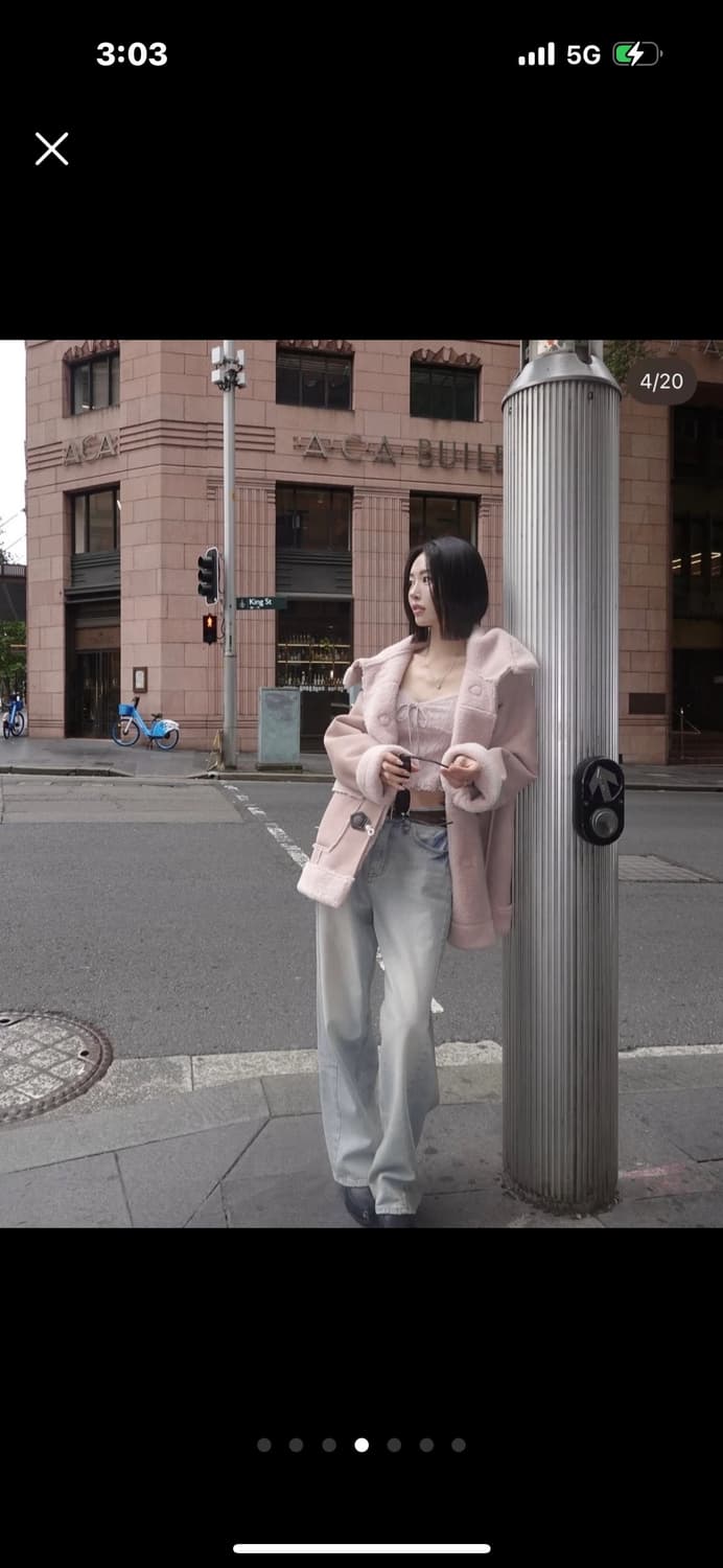 페일제이드 Duffle Shearling Hooded Coat 핑크 상품이미지4