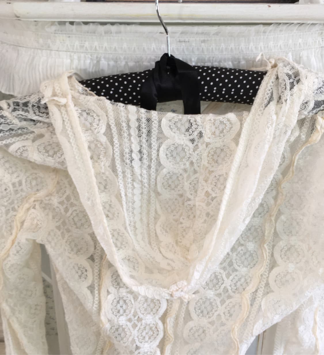 jpn vintage lace sheer hood zip-up 상품이미지2